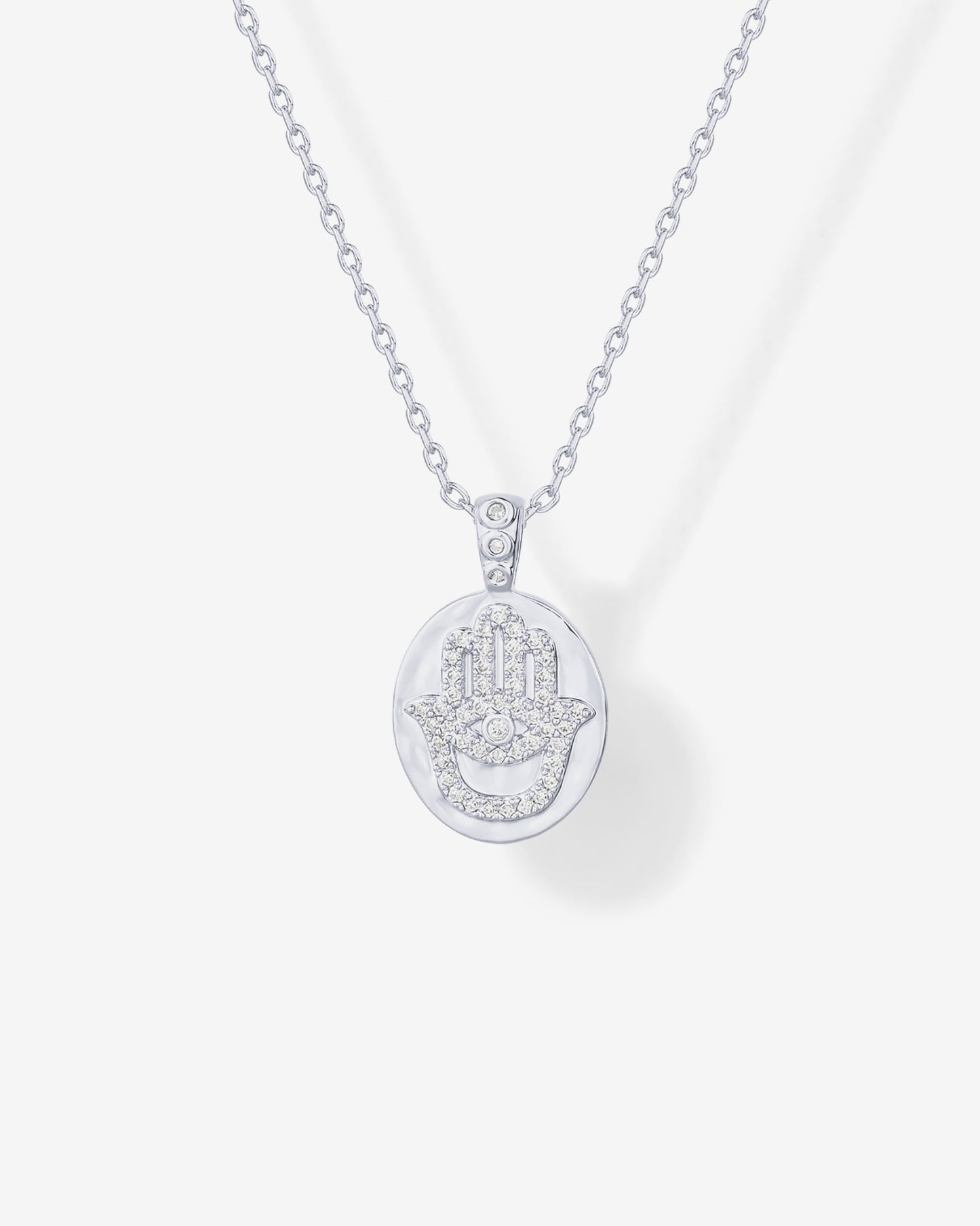 Hammered Coin Hamsa Pendant