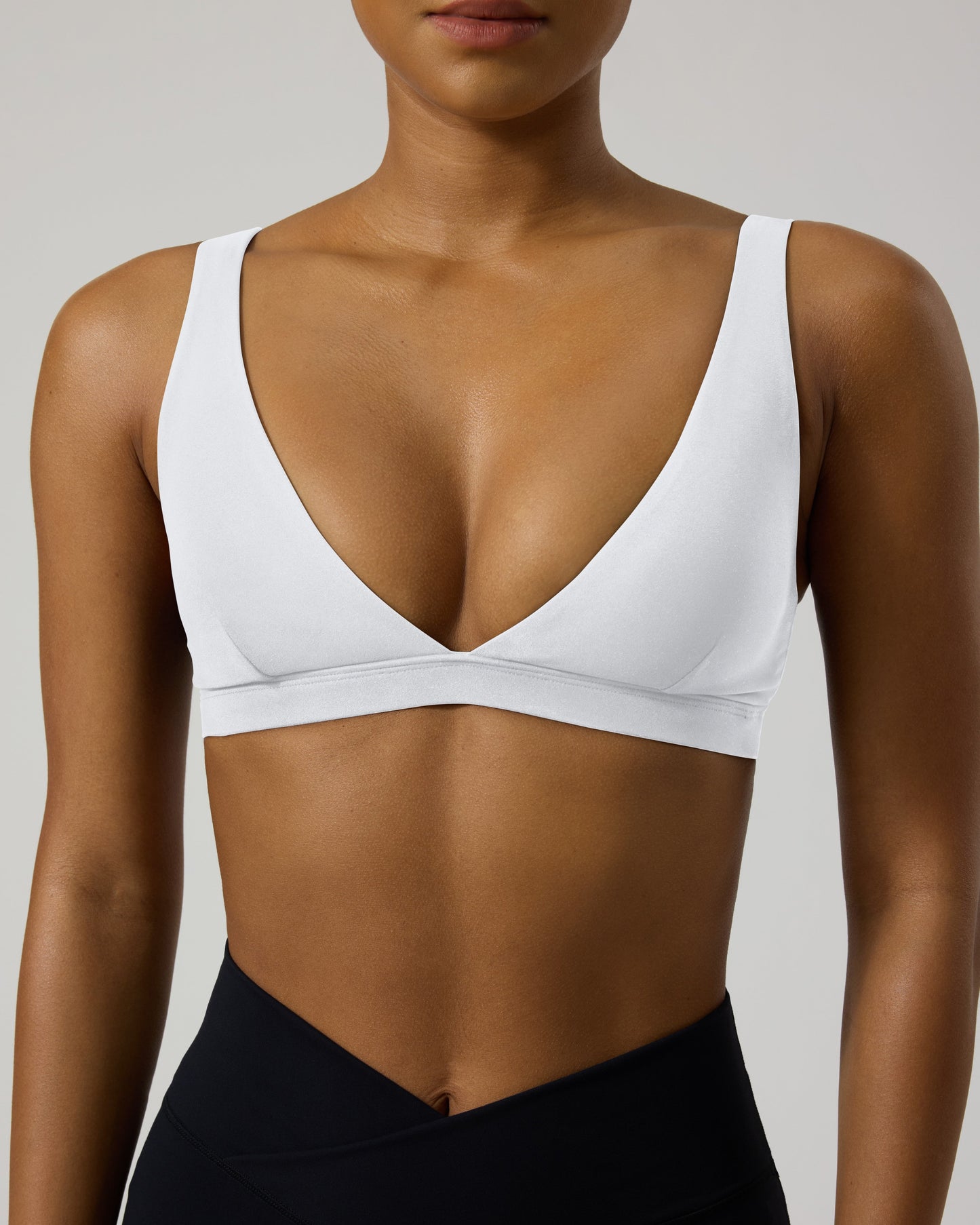 Athleisure Plunge V-Neck Open Back Bra with Removable Pads