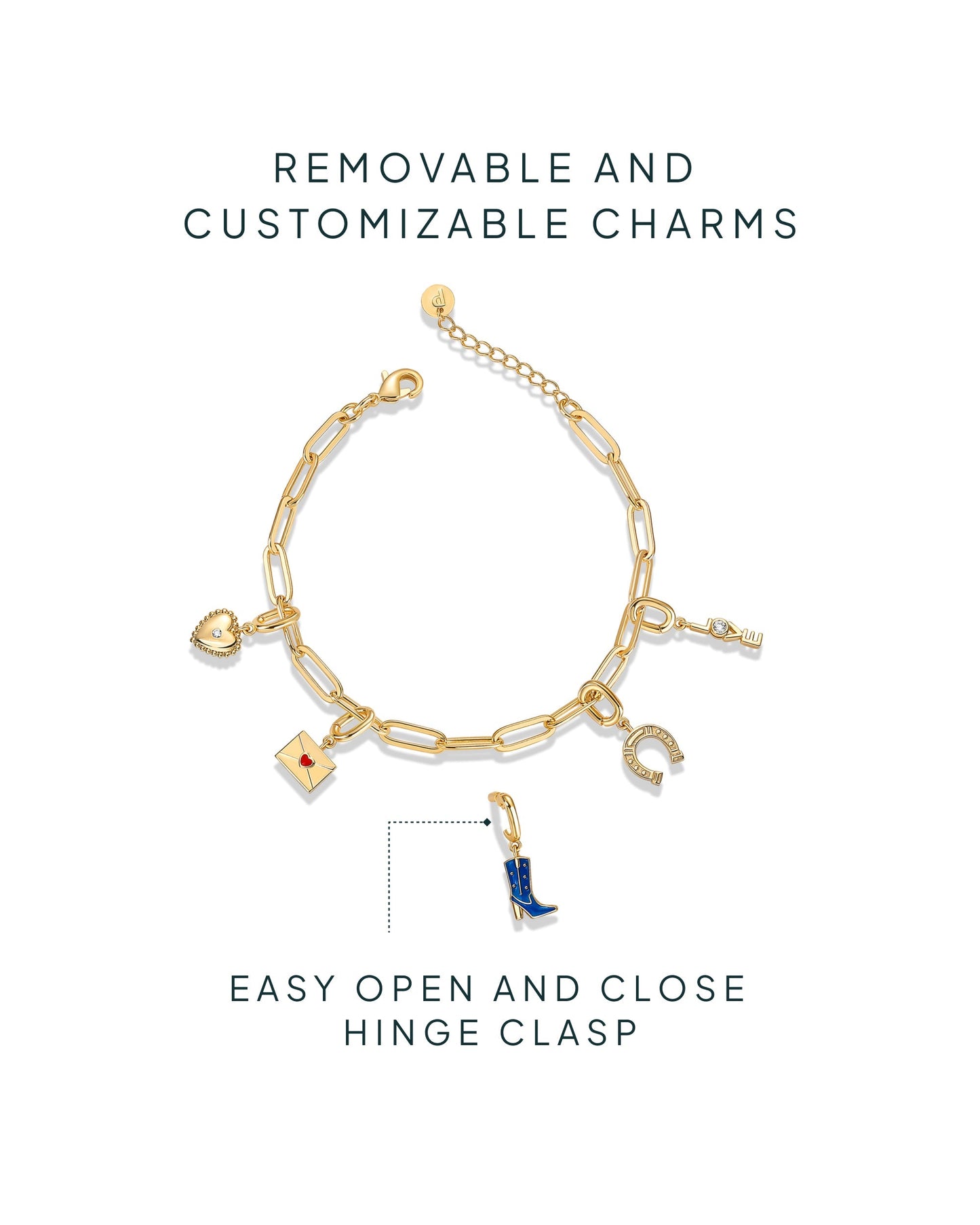 Western Meets Romantic vibes Charm Paperclip Bracelet Set
