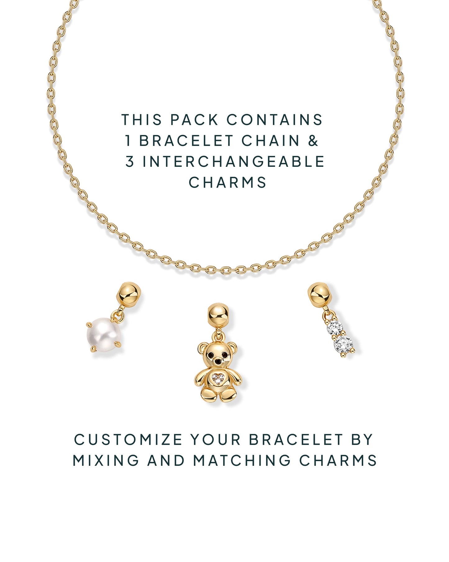 Charm Me Baby â€“ Bear & Pearl Charm Bracelet Set
