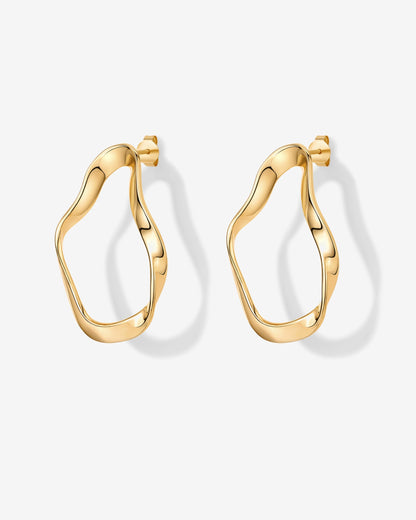 Wavy Statement Drop Hoop