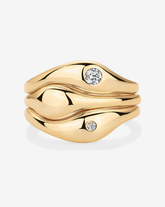 Wavy Triple Ring Stack Set