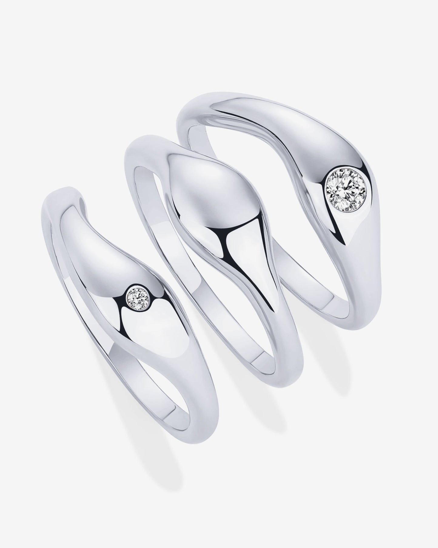 Wavy Triple Ring Stack Set