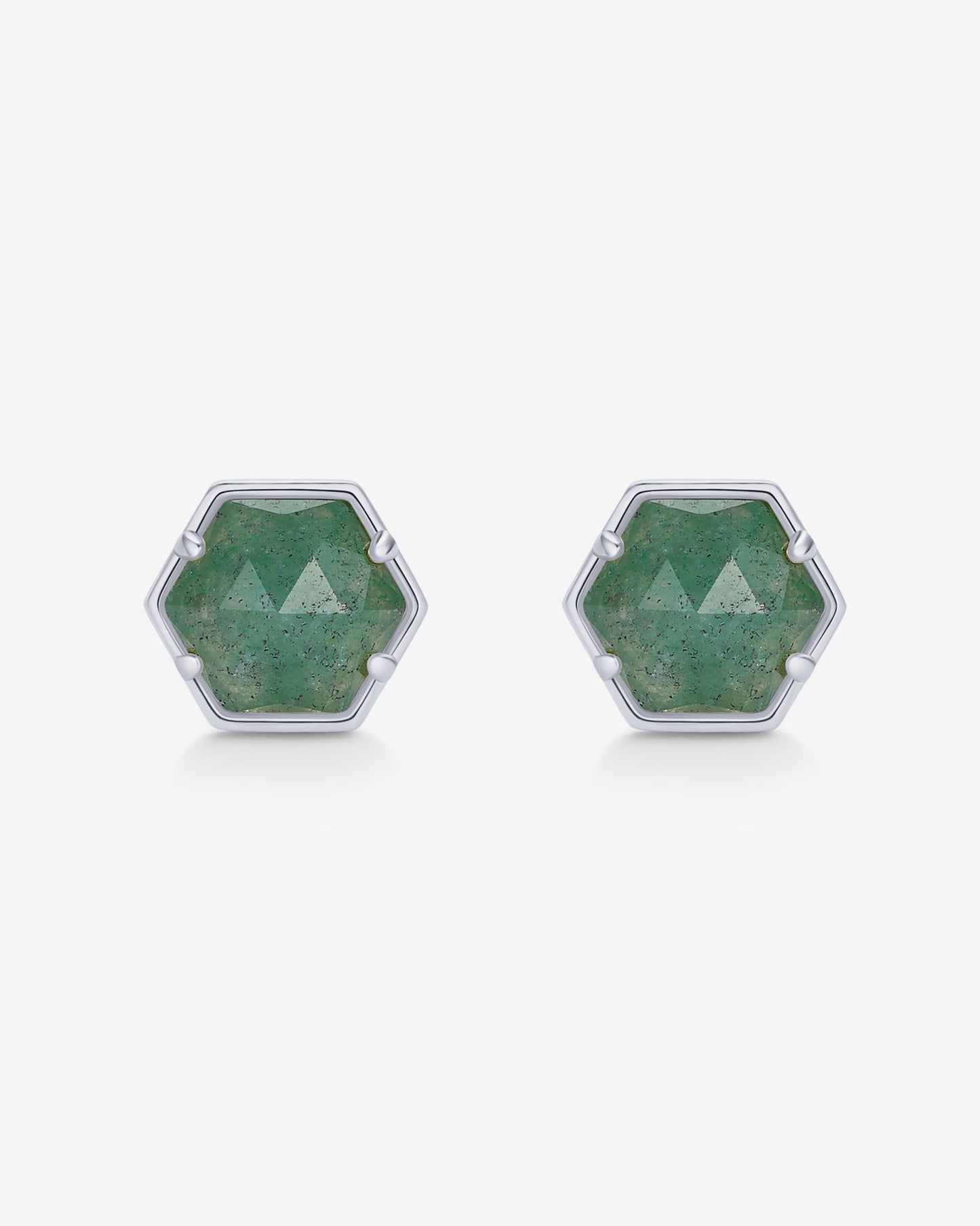 Hexagon Gemstone Stud Earrings