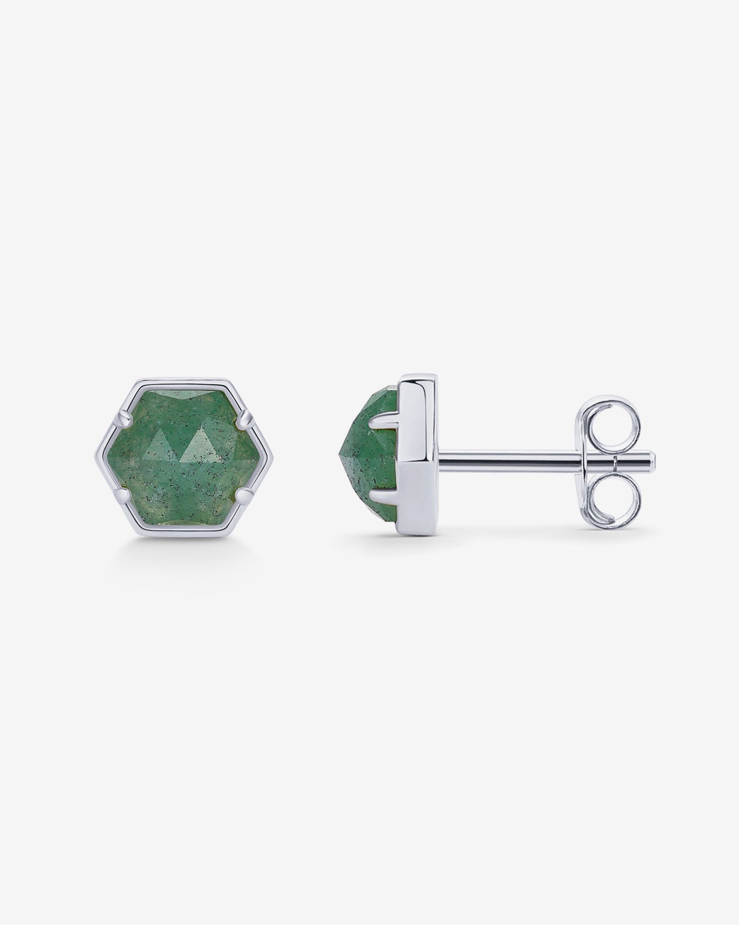 Hexagon Gemstone Stud Earrings