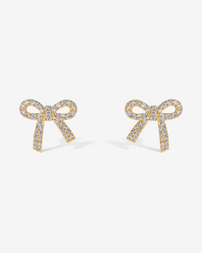 Cubic Zirconia Bow Stud Earrings