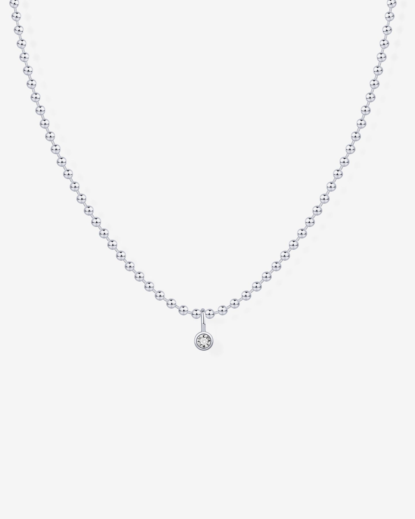 Beaded Chain Solitaire Pendant