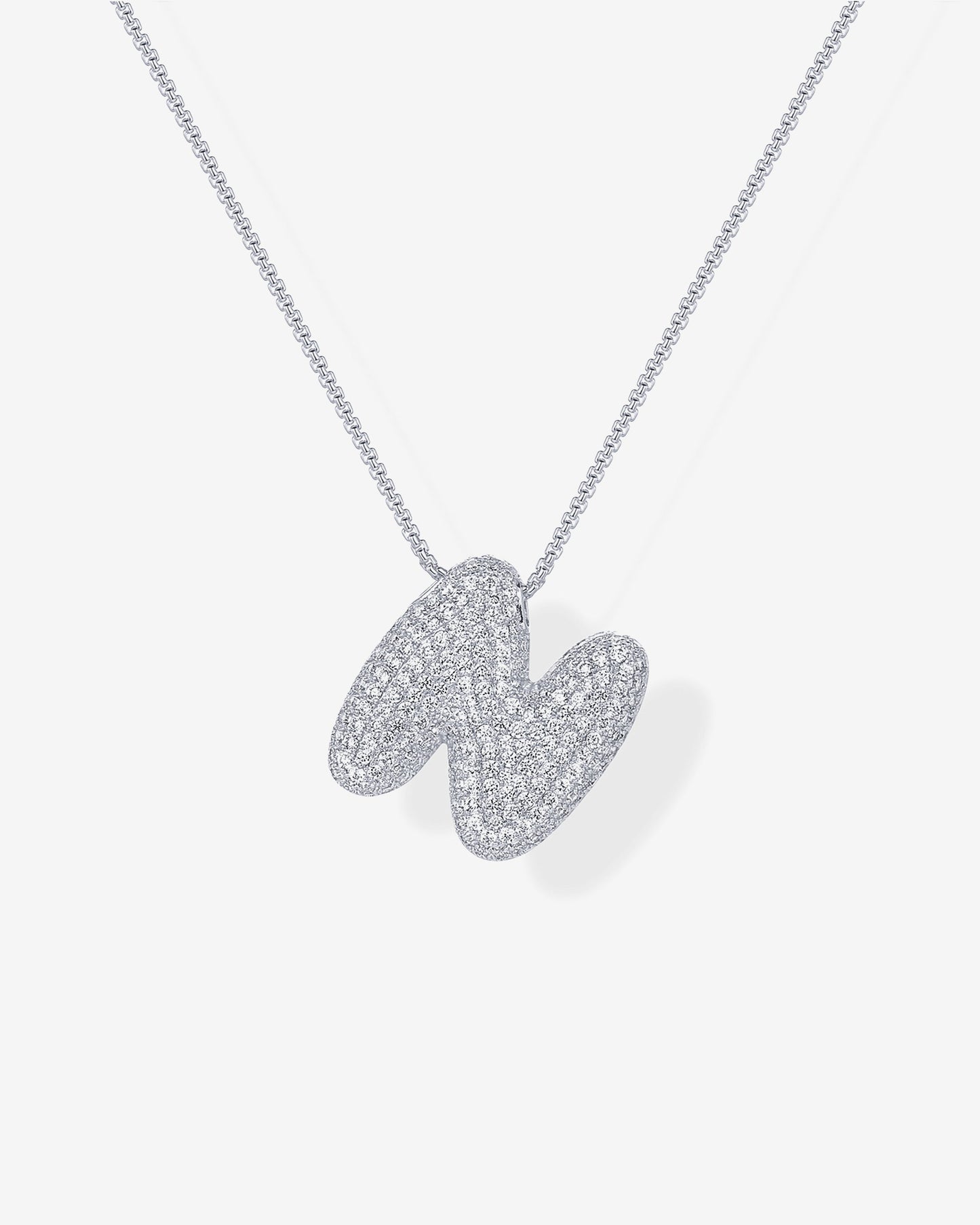 Sparkling Bubble Letter Pendant Necklace