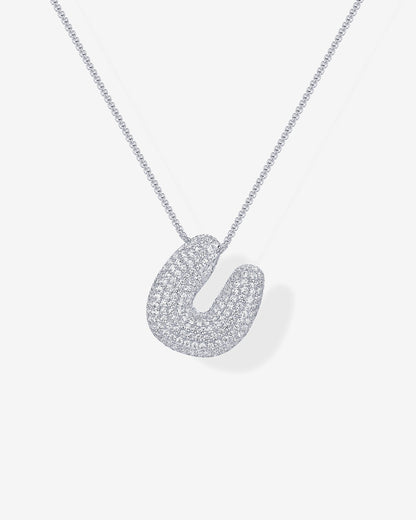 Sparkling Bubble Letter Pendant Necklace