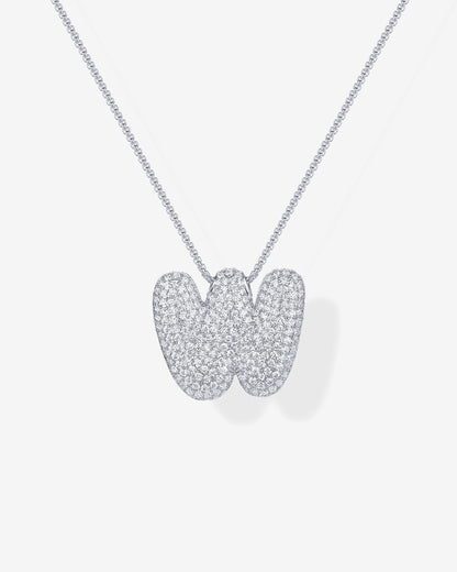 Sparkling Bubble Letter Pendant Necklace