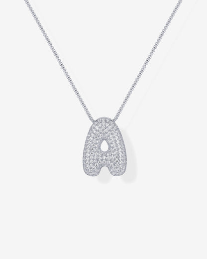 Sparkling Bubble Letter Pendant Necklace