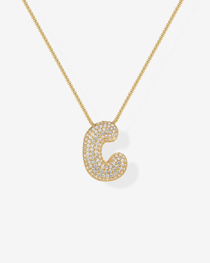 Sparkling Bubble Letter Pendant Necklace