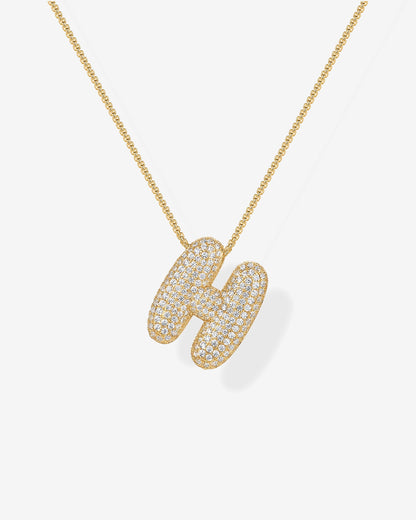 Sparkling Bubble Letter Pendant Necklace