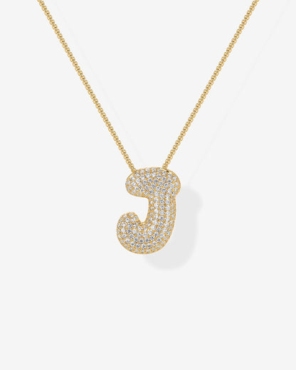 Sparkling Bubble Letter Pendant Necklace