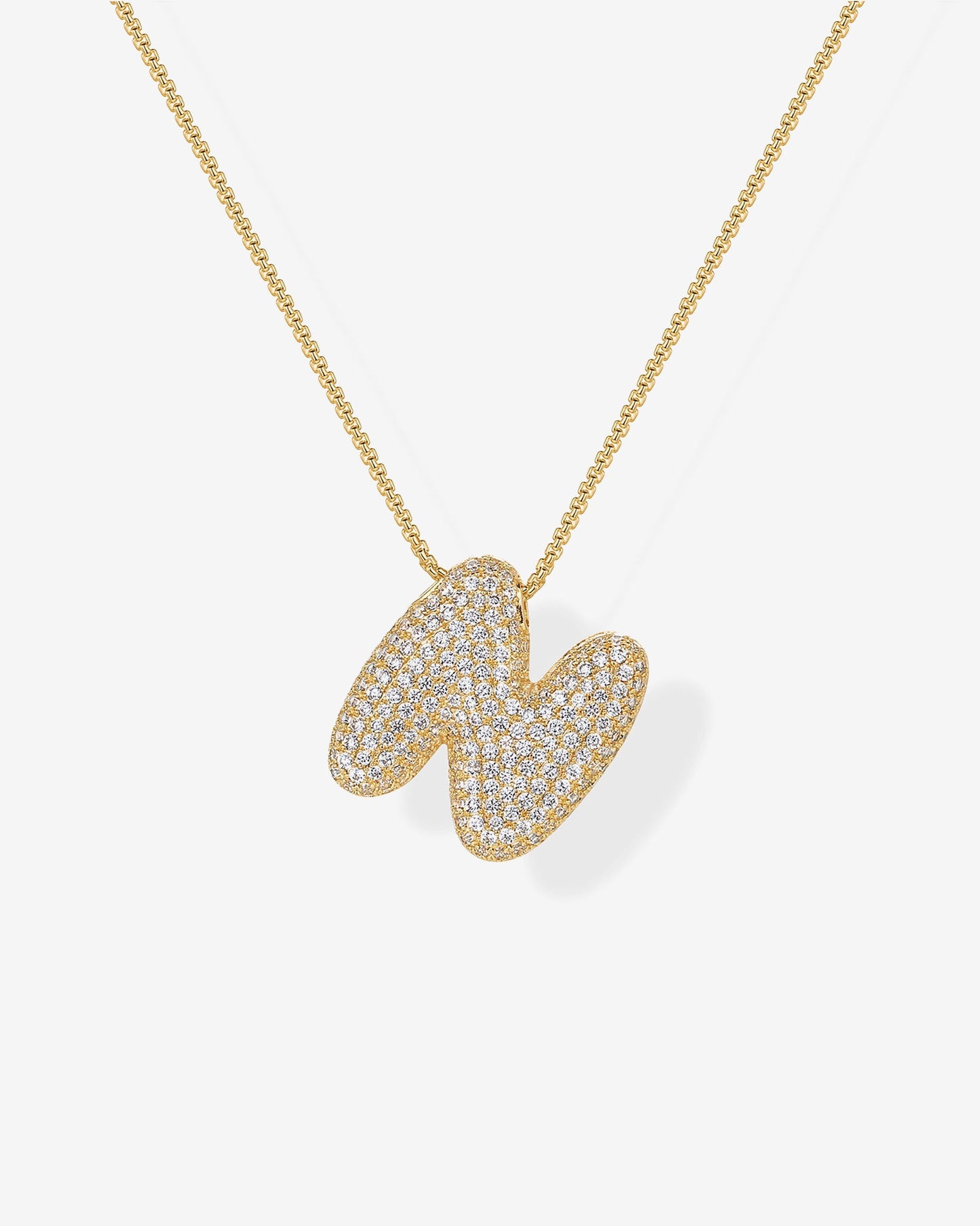 Sparkling Bubble Letter Pendant Necklace