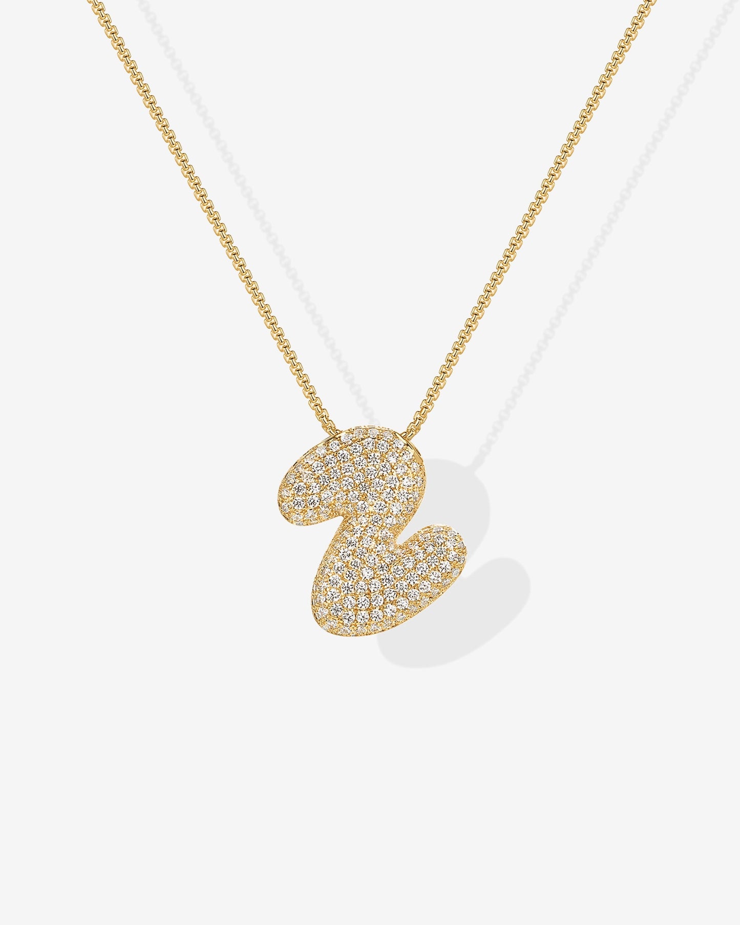 Sparkling Bubble Letter Pendant Necklace
