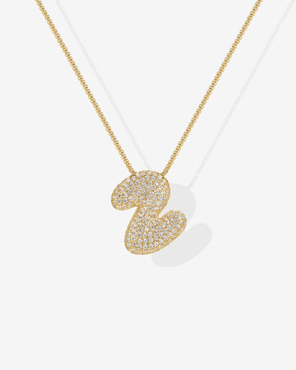 Sparkling Bubble Letter Pendant Necklace