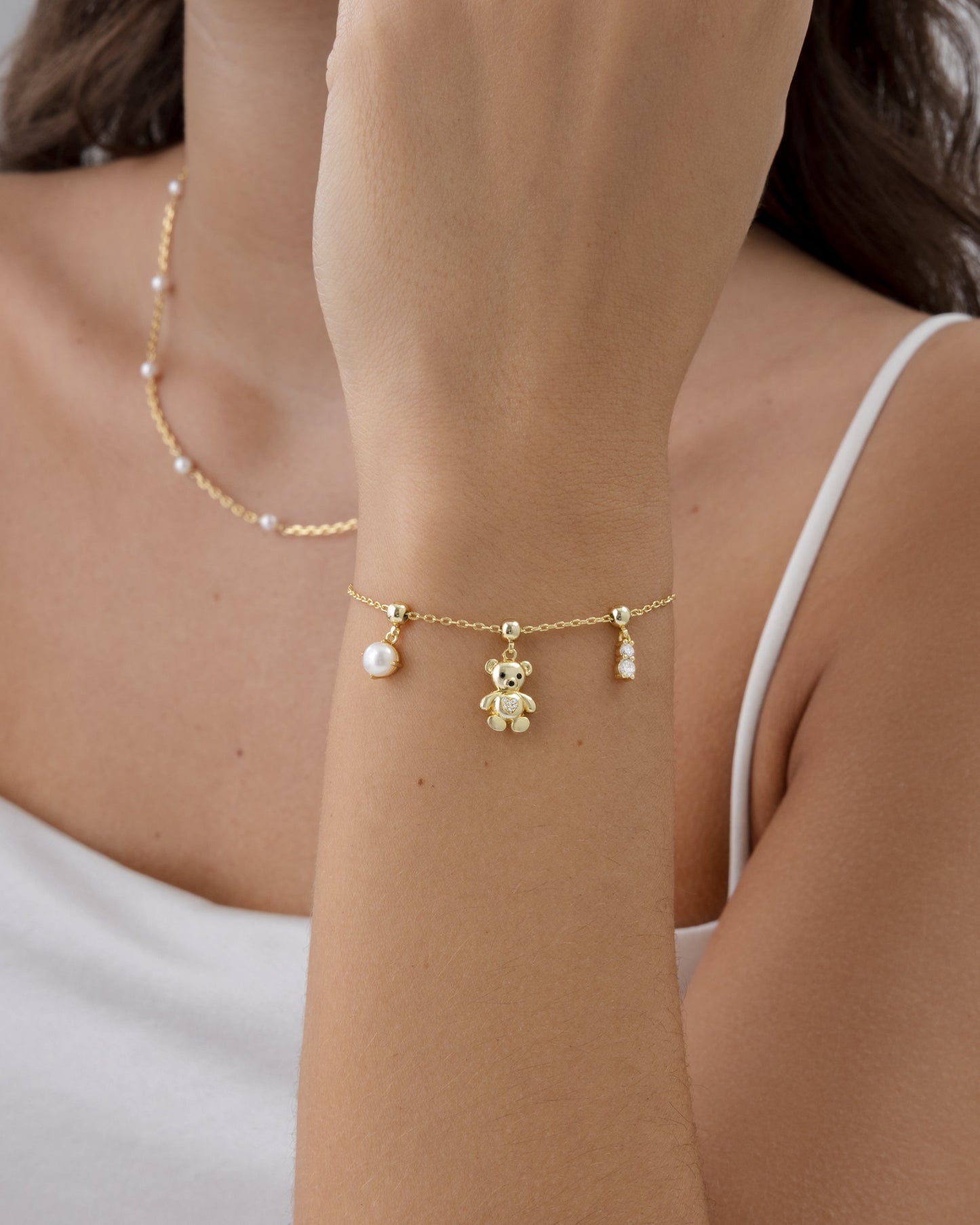 Charm Me Baby â€“ Bear & Pearl Charm Bracelet Set
