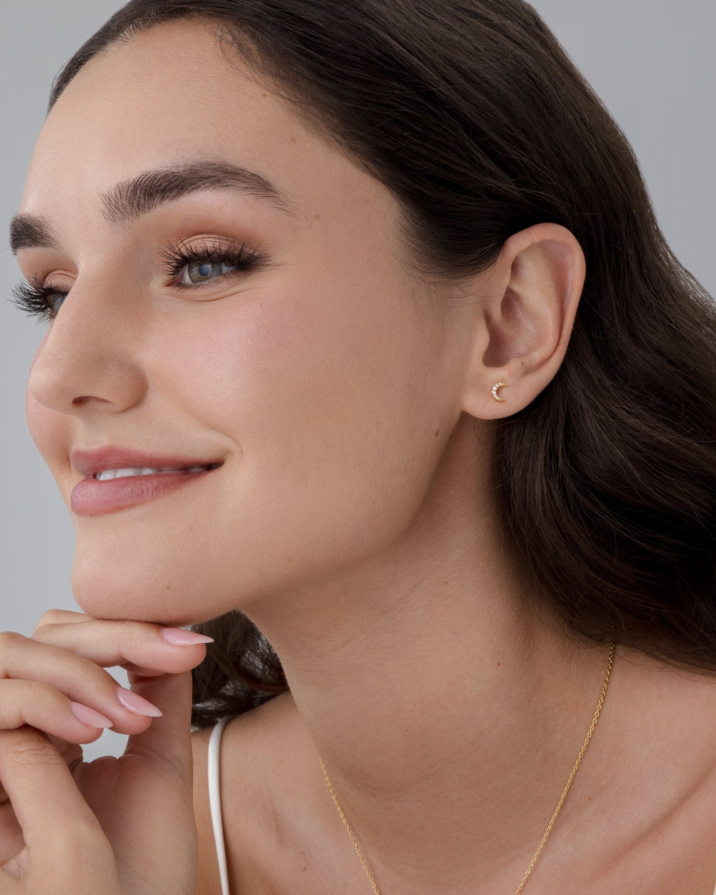 Crescent Moon Flat Back Earrings