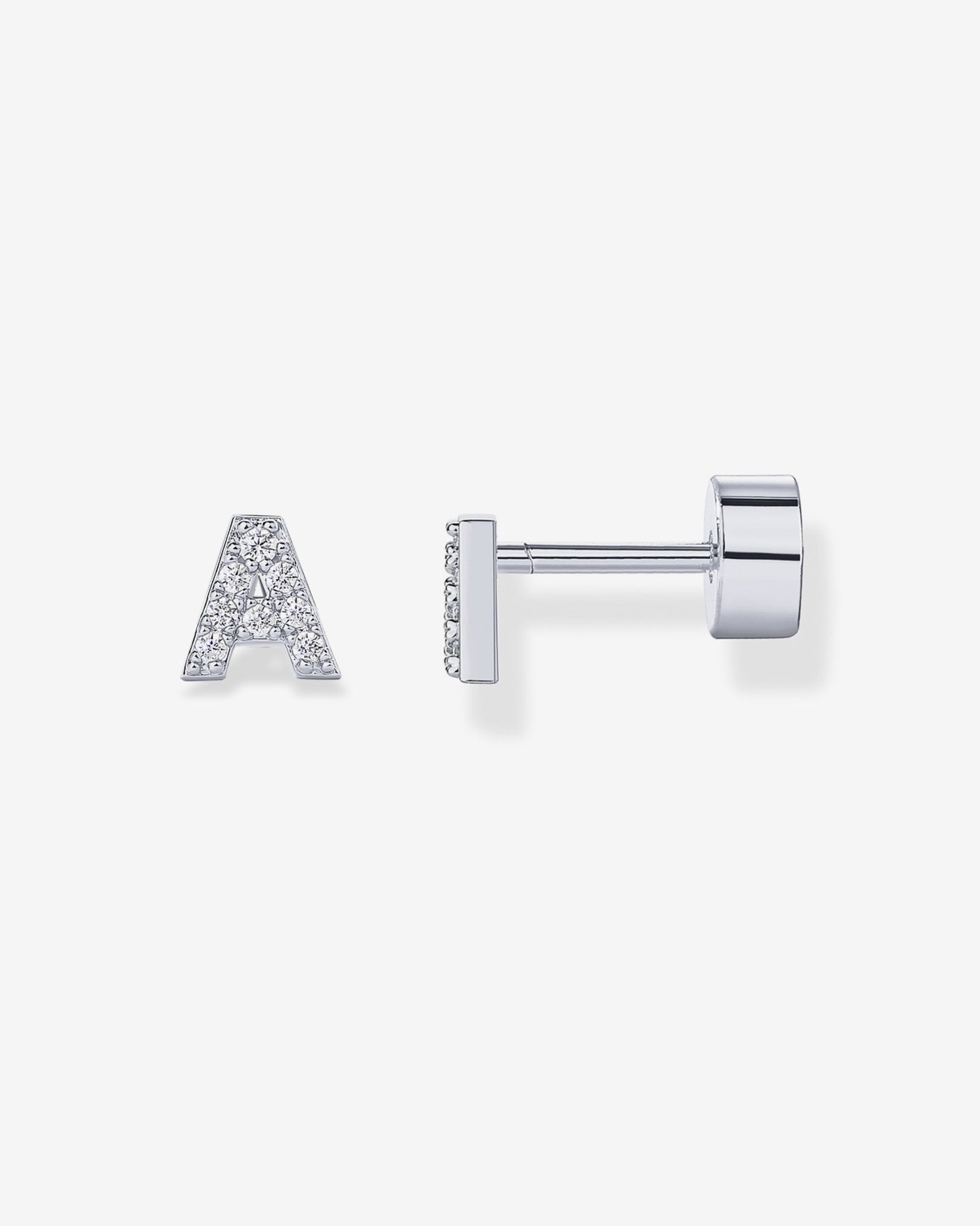 Initial Letter CZ Flatback Earrings