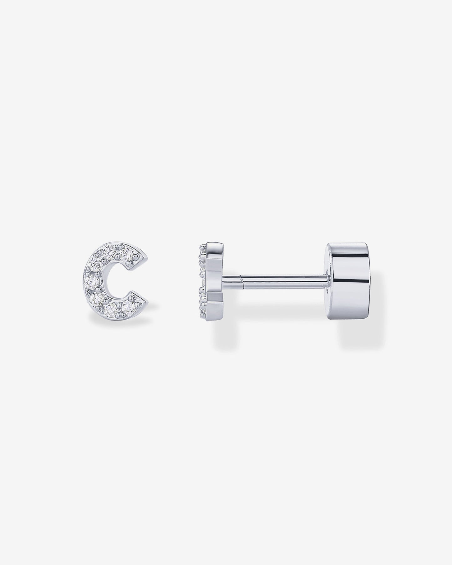Initial Letter CZ Flatback Earrings