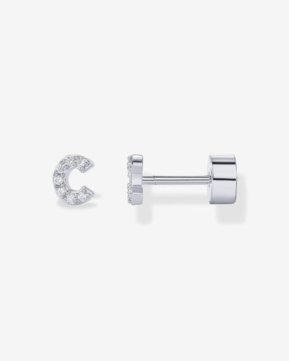 Initial Letter CZ Flatback Earrings