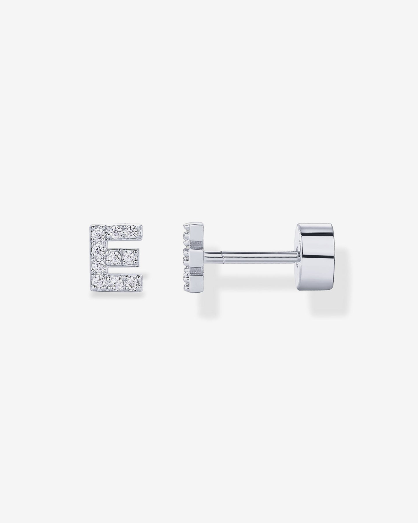 Initial Letter CZ Flatback Earrings