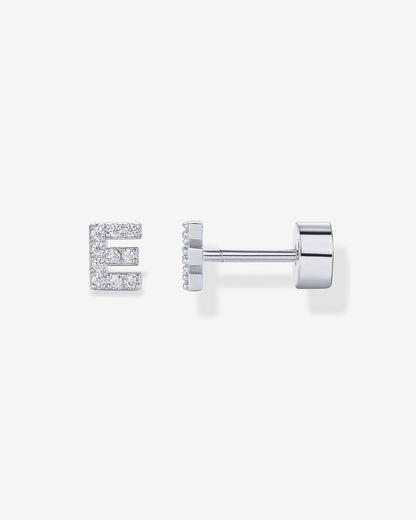 Initial Letter CZ Flatback Earrings