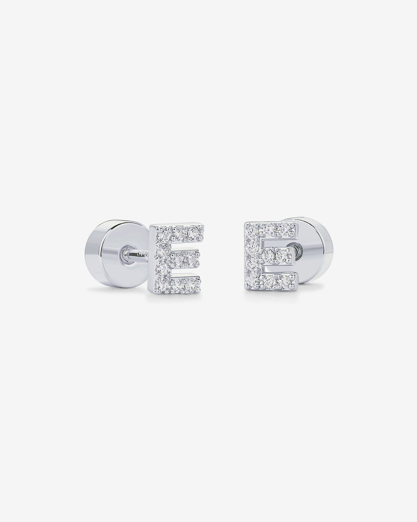 Initial Letter CZ Flatback Earrings