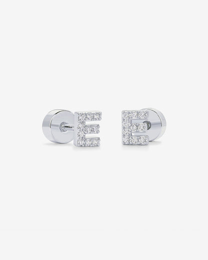 Initial Letter CZ Flatback Earrings