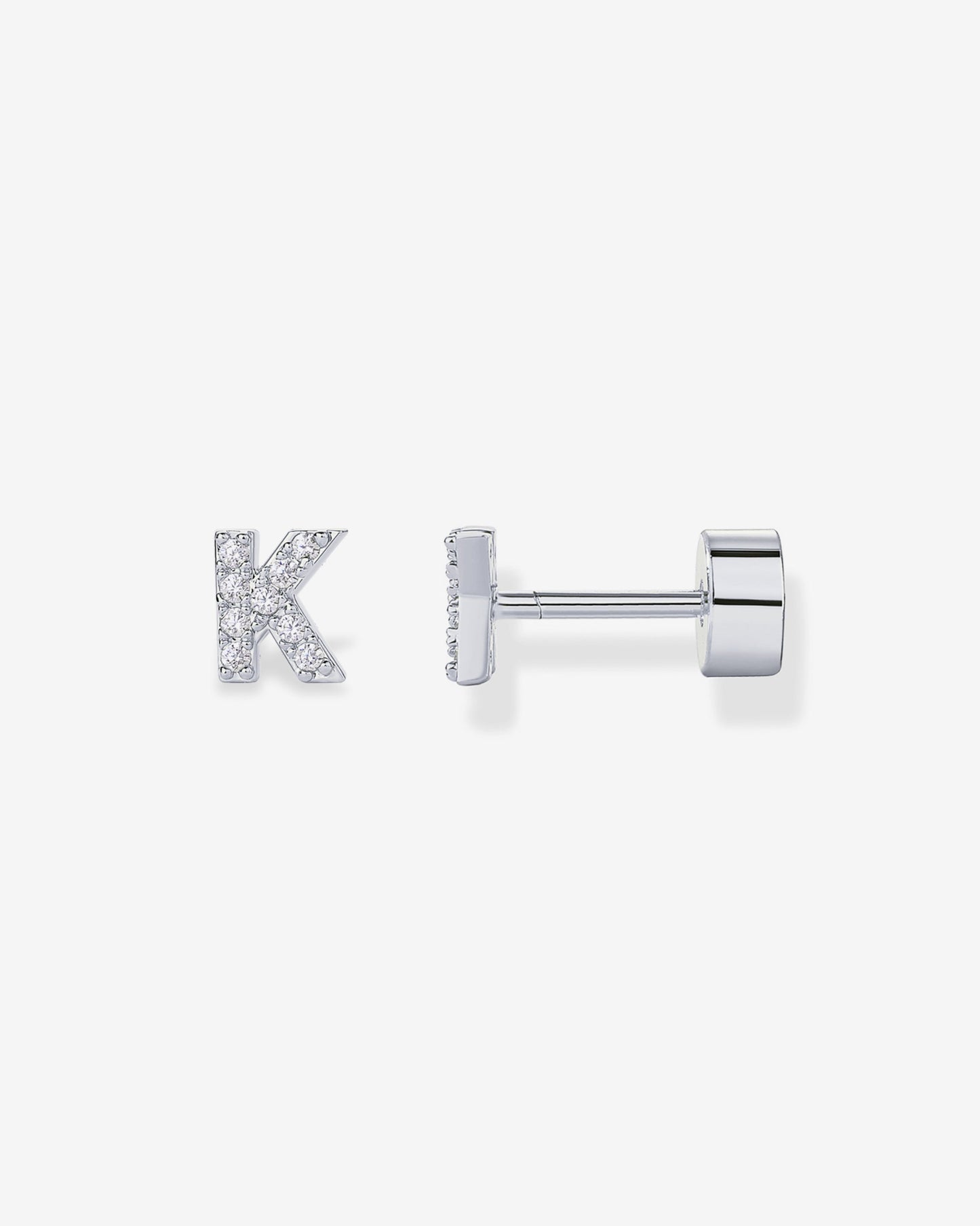 Initial Letter CZ Flatback Earrings