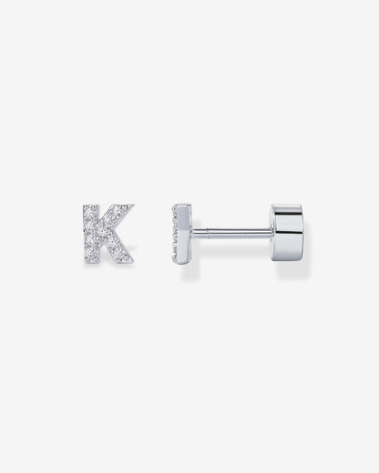 Initial Letter CZ Flatback Earrings