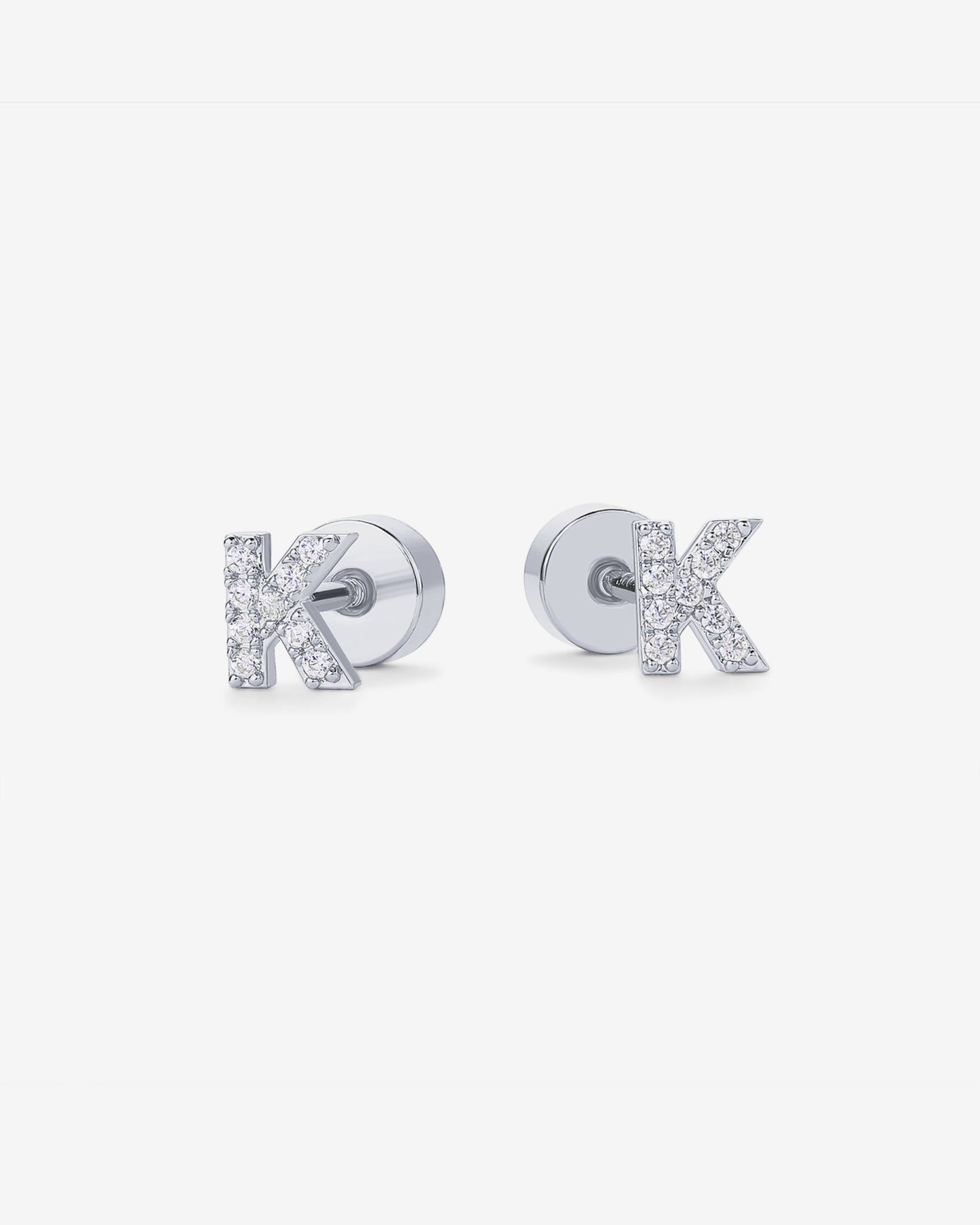 Initial Letter CZ Flatback Earrings