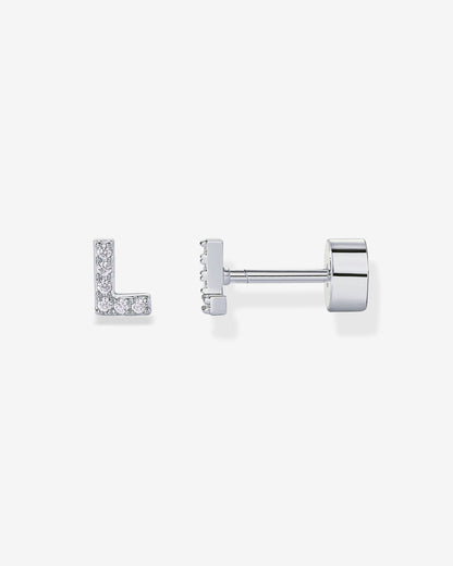 Initial Letter CZ Flatback Earrings