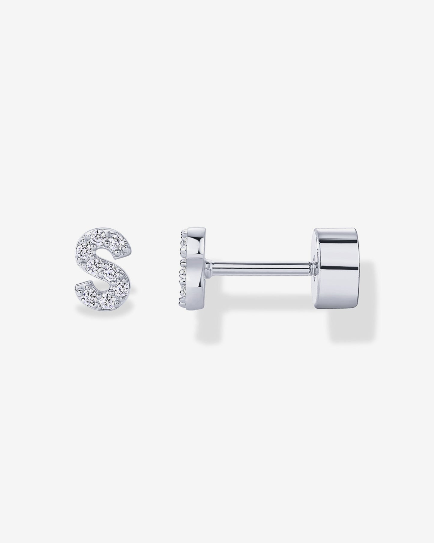 Initial Letter CZ Flatback Earrings