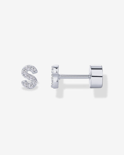 Initial Letter CZ Flatback Earrings