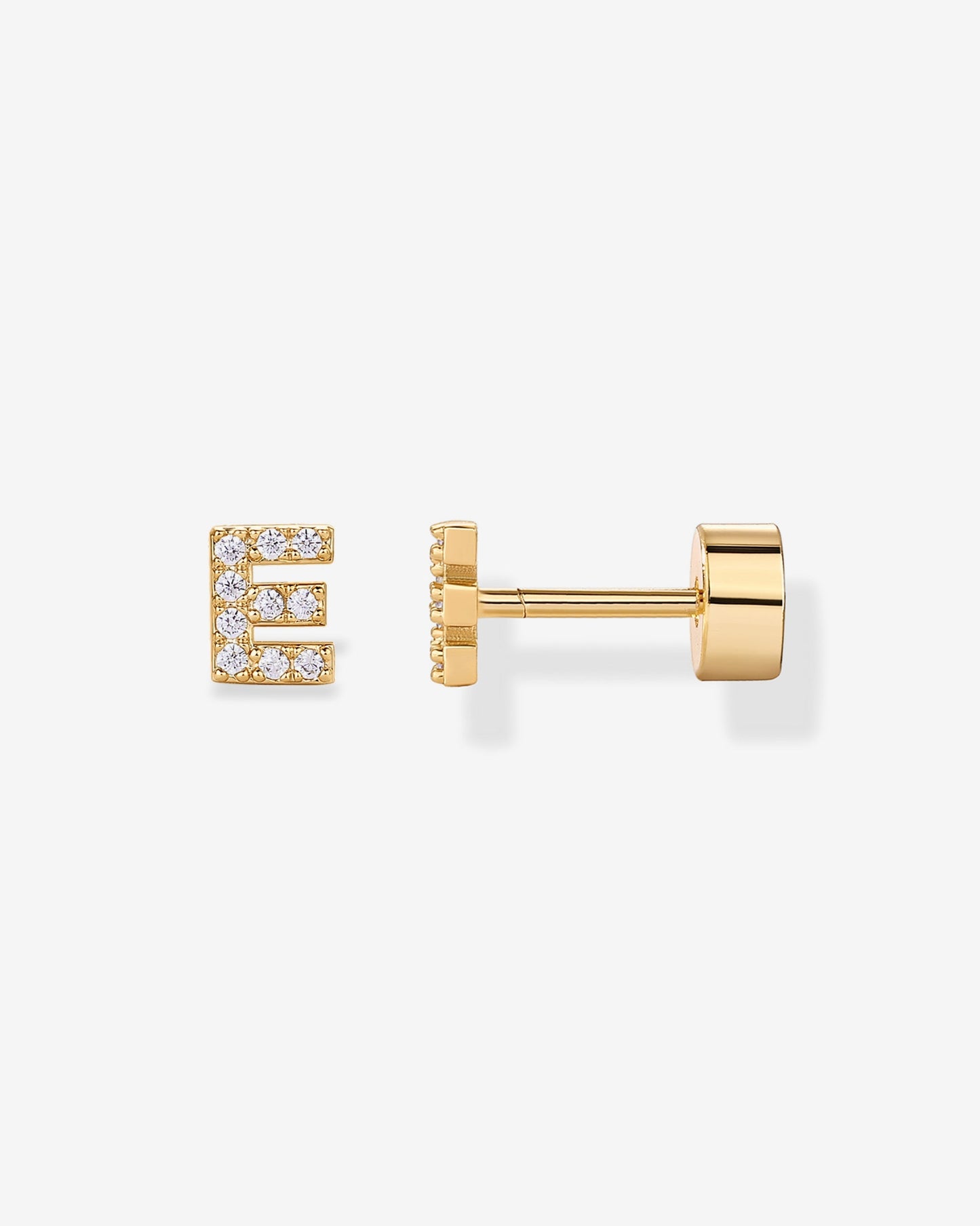 Initial Letter CZ Flatback Earrings