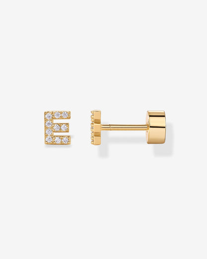 Initial Letter CZ Flatback Earrings