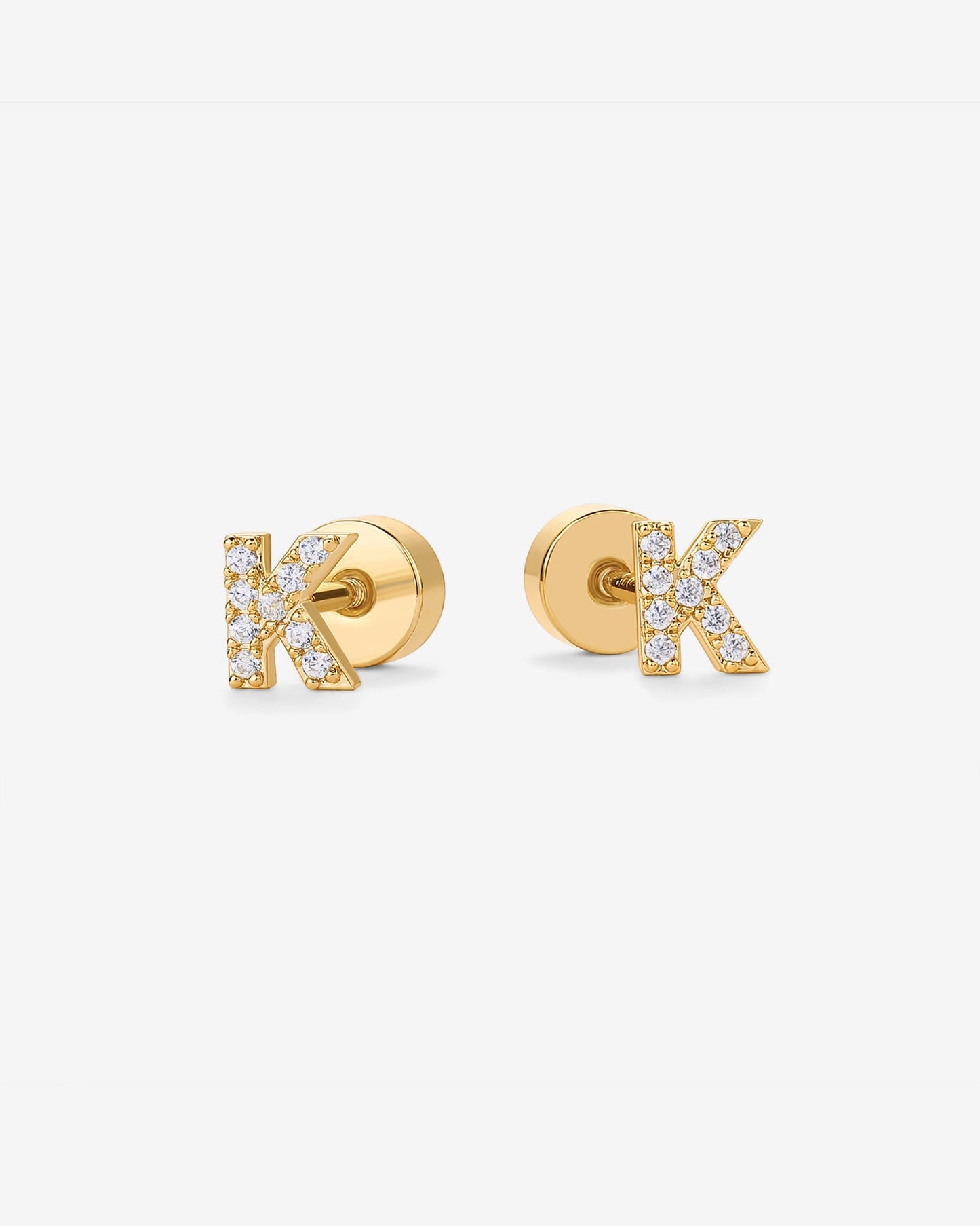 Initial Letter CZ Flatback Earrings