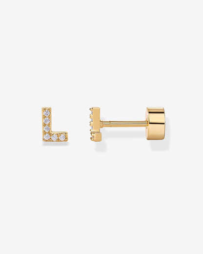 Initial Letter CZ Flatback Earrings