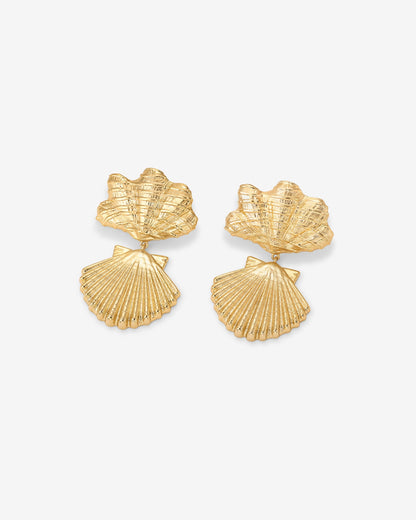 Double Seashell Dangle Earrings