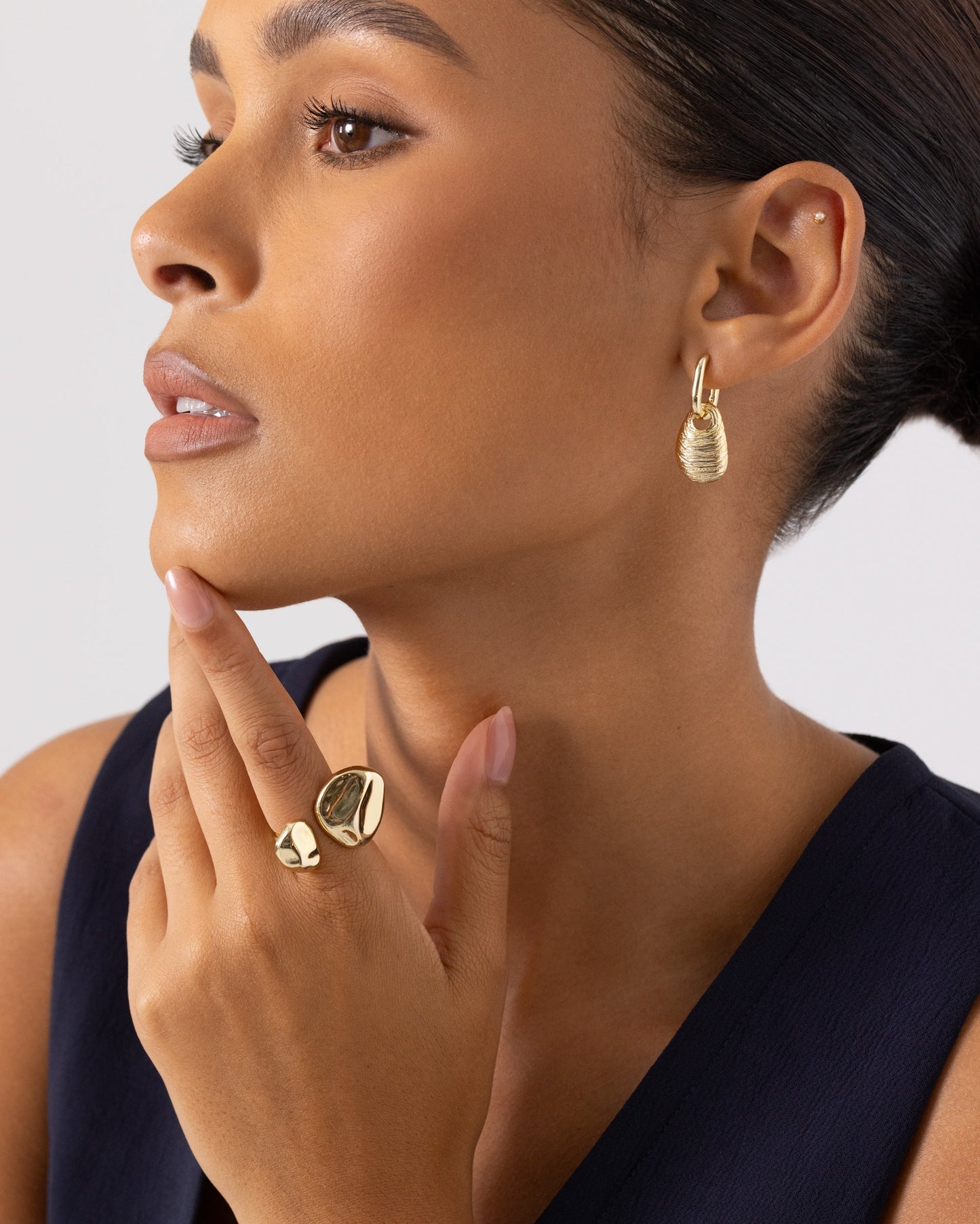 Double Pebble Open Ring