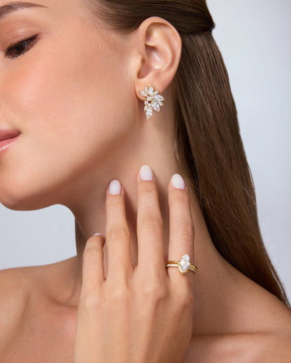 Navette Cluster Bridal Earrings