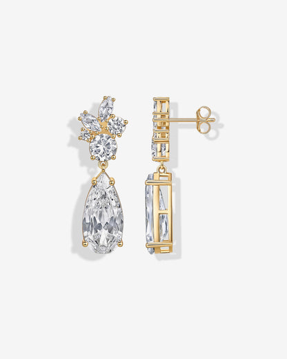 Cluster Pear Drop Bridal Earrings