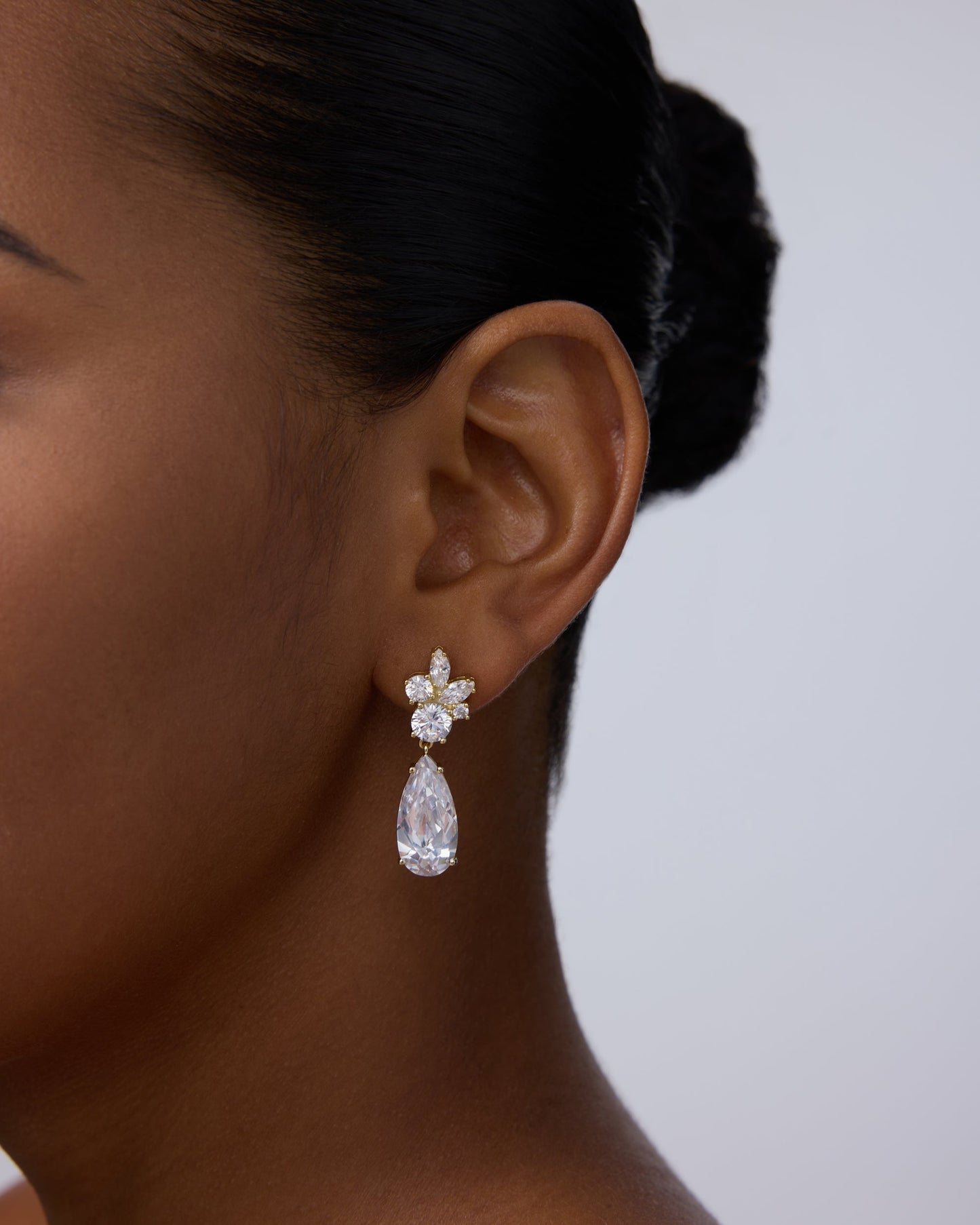 Cluster Pear Drop Bridal Earrings