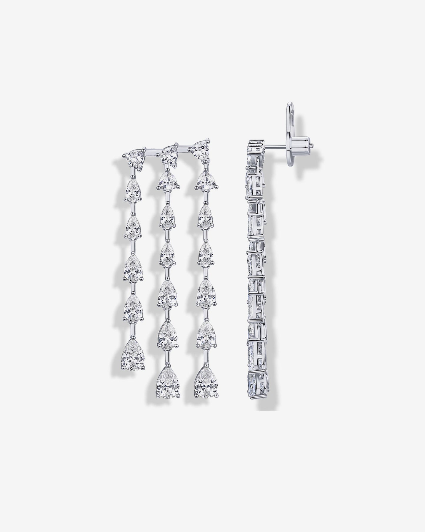 Three Row Linear Bridal Earrings