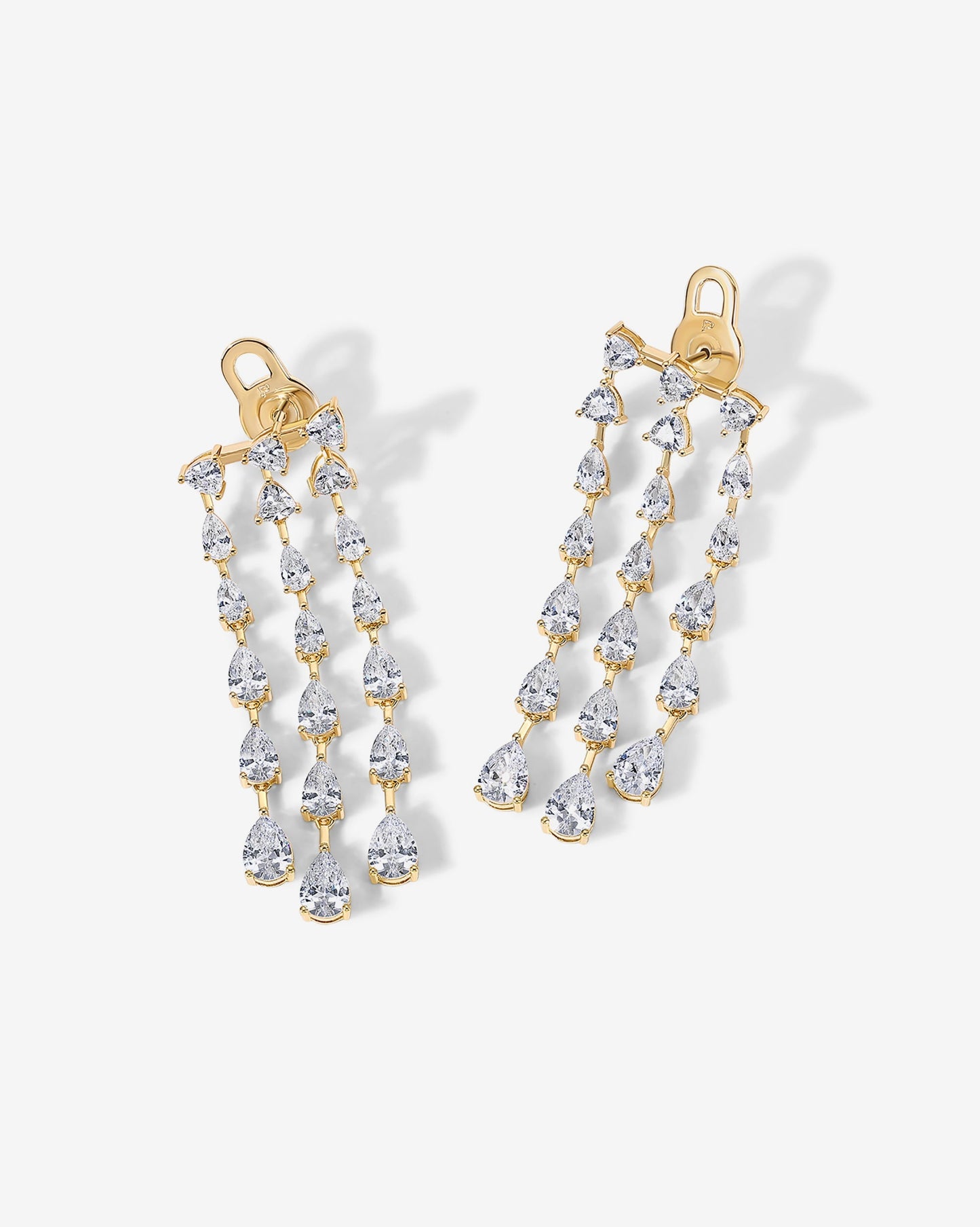 Three Row Linear Bridal Earrings