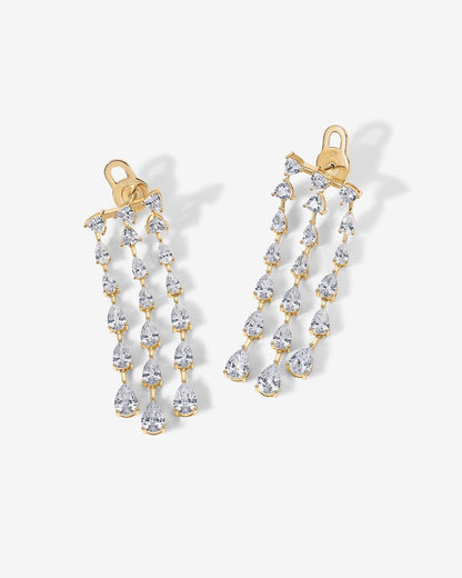 Three Row Linear Bridal Earrings