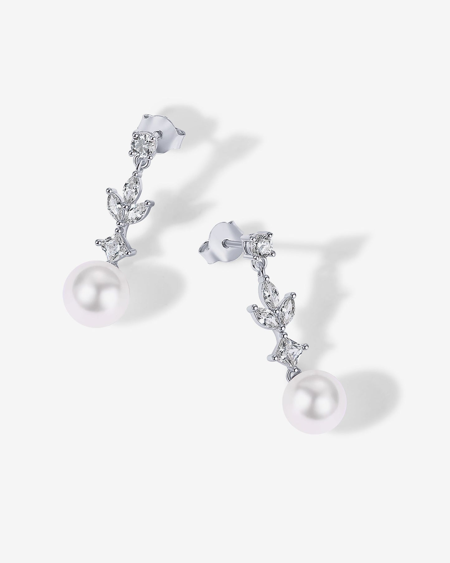 Pearl Blossom Drop Bridal Earrings
