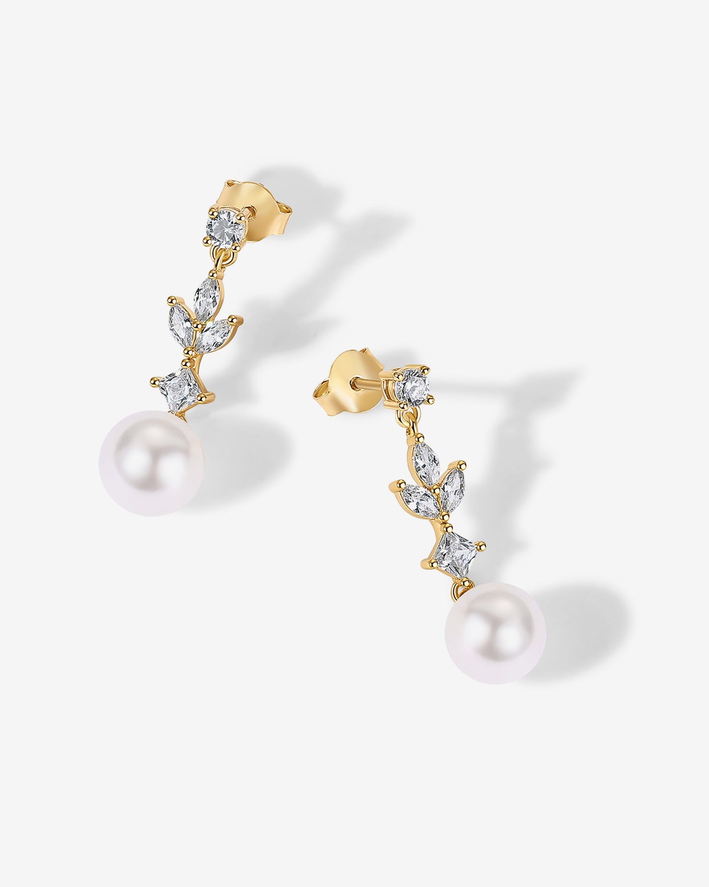 Pearl Blossom Drop Bridal Earrings